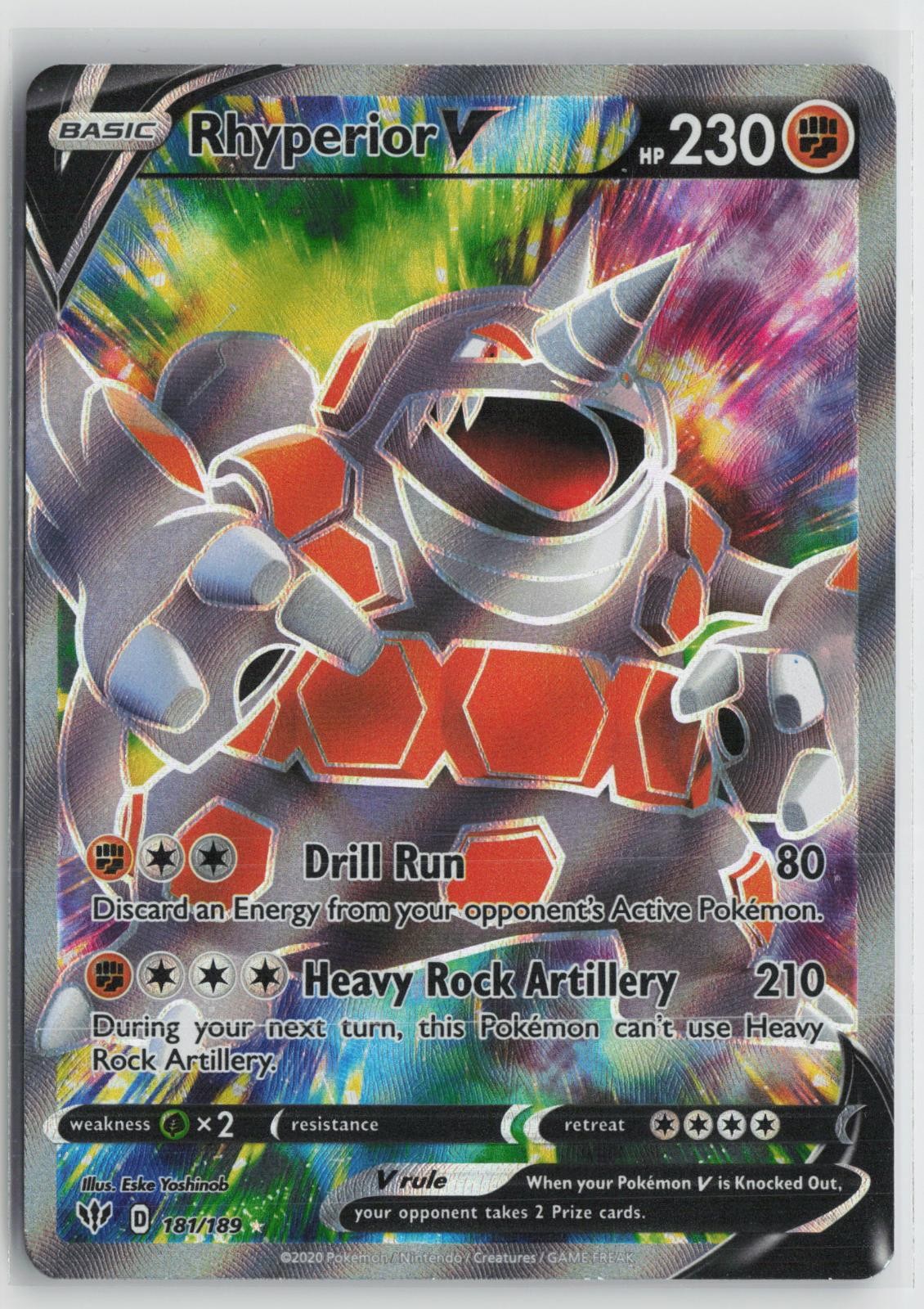 Rhyperior V 181/189 Ultra Rare Darkness Ablaze Pokemon NM