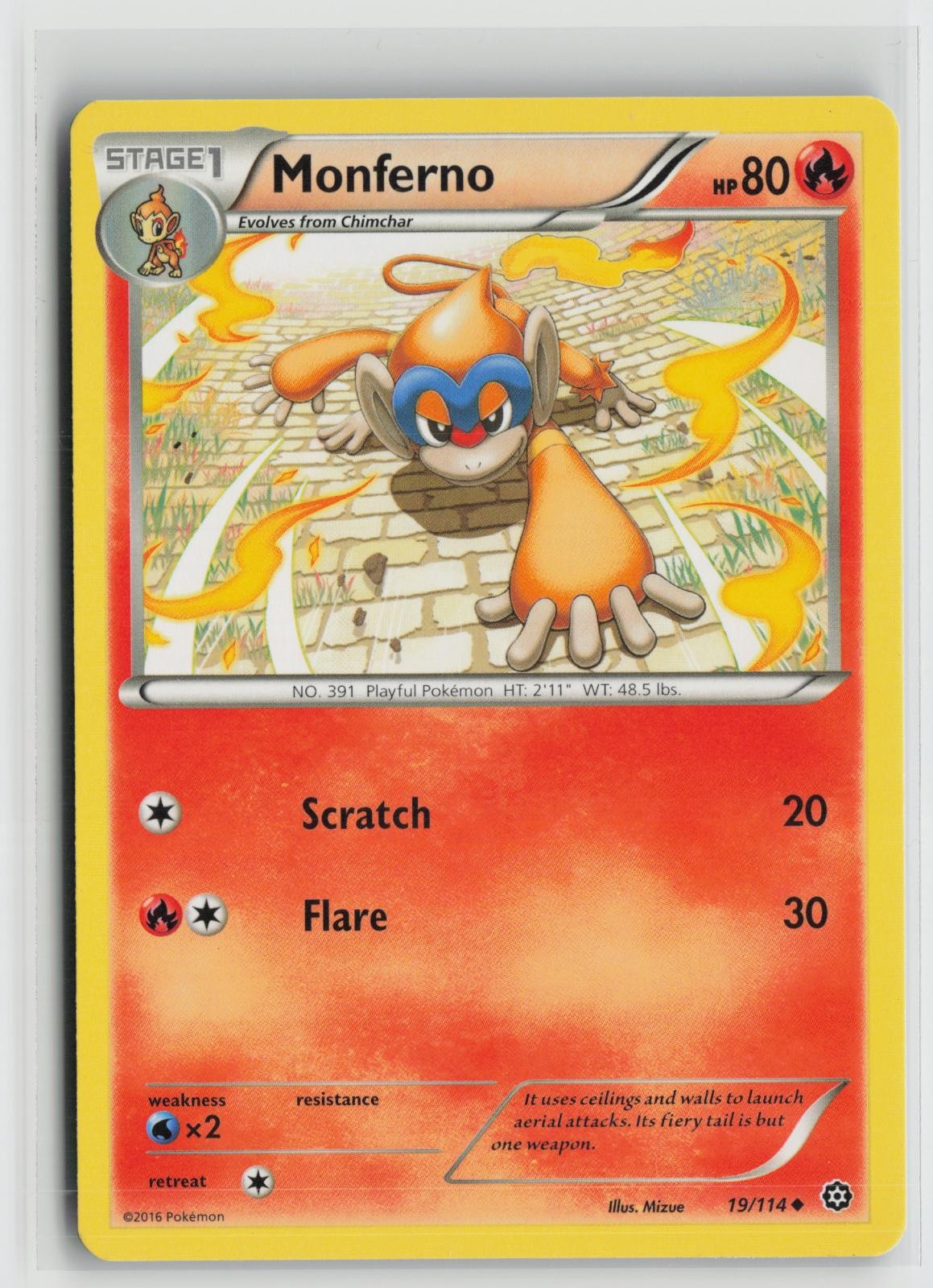 Monferno 19/114 Uncommon Steam Siege Pokemon NM