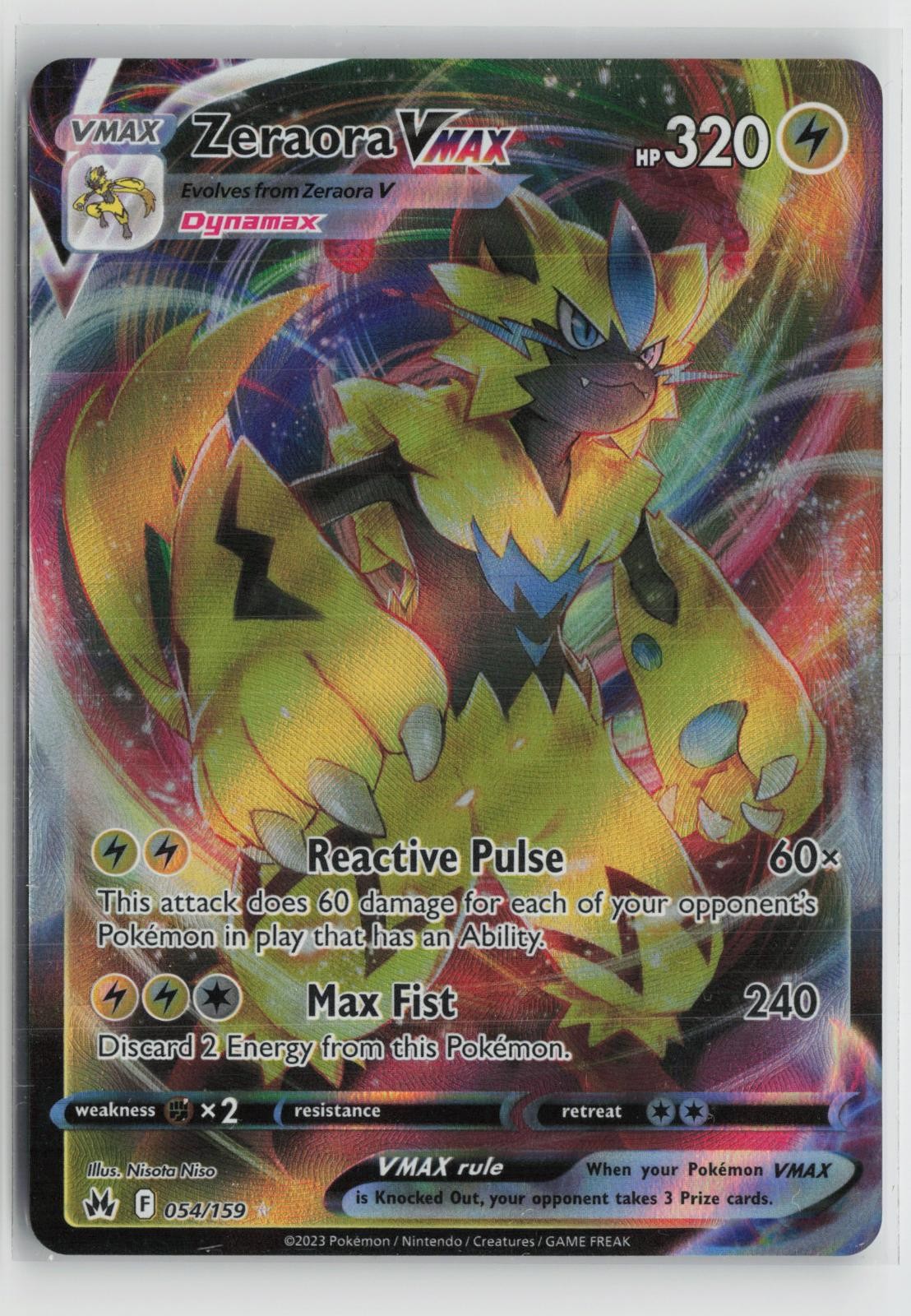 Zeraora VMAX 054/159 Holo VMAX Rare Crown Zenith Pokemon NM