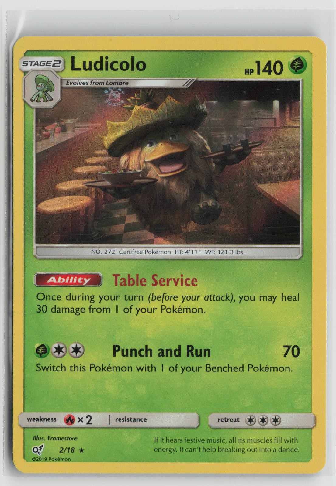 Ludicolo 2/18 Rare Detective Pikachu Pokemon NM