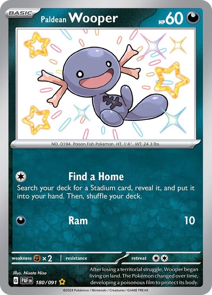 Paldean Wooper 180/091 Paldean Fates PAF Shiny Rare Near Mint Pokemon 2024