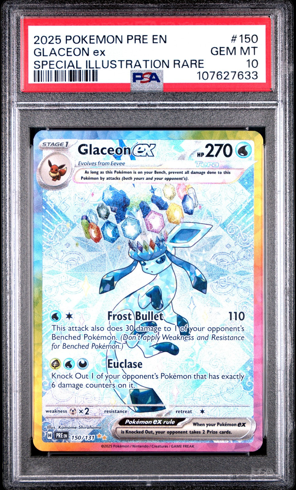 Glaceon EX 150/108 Special Illustration Rare Pokemon PSA 10