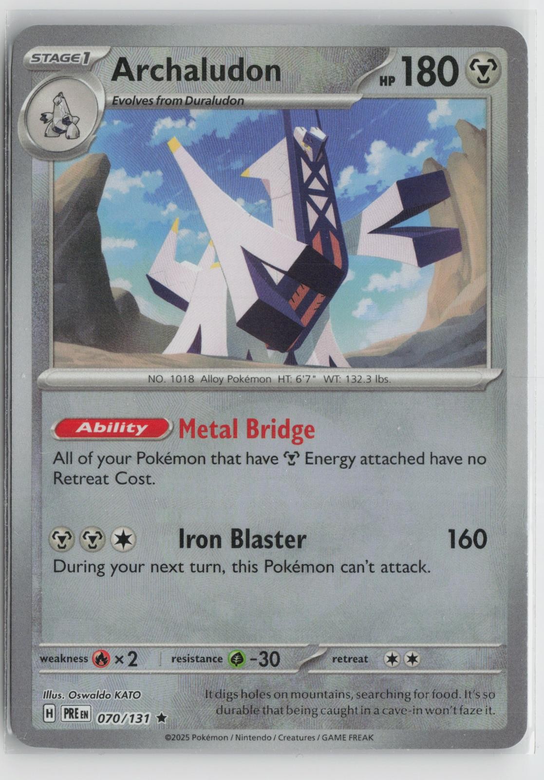 Archaludon (Poke Ball Pattern) 070/131 Rare Prismatic Evolutions Pokemon NM