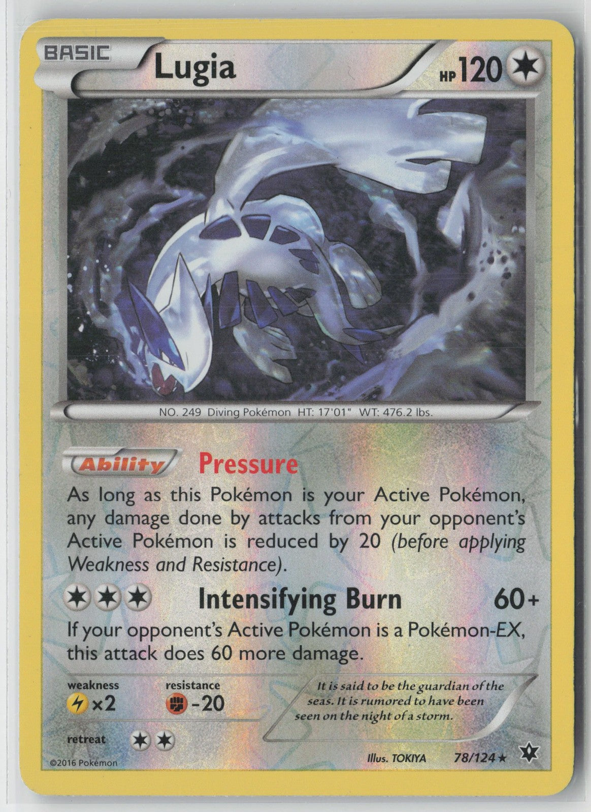 Lugia 78/124 Reverse Holo Rare Fates Collide Pokemon LP