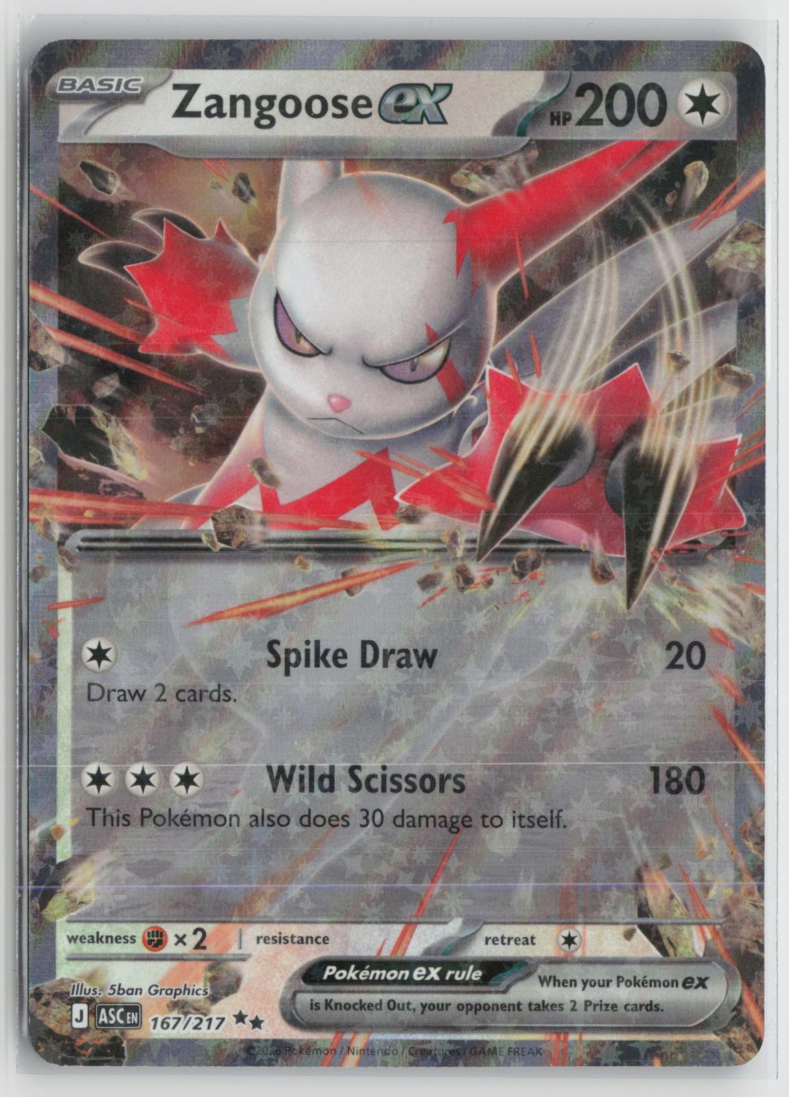 Zangoose ex 167/217 Double Rare Ascended Heroes Pokemon NM