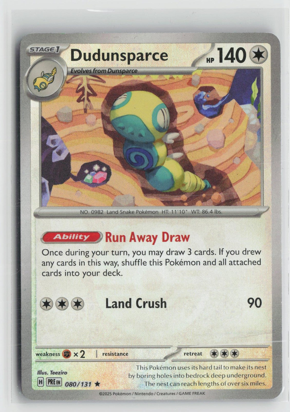 Poke Ball Dudunsparce 080/131 Rare Prismatic Evolutions Pokemon NM