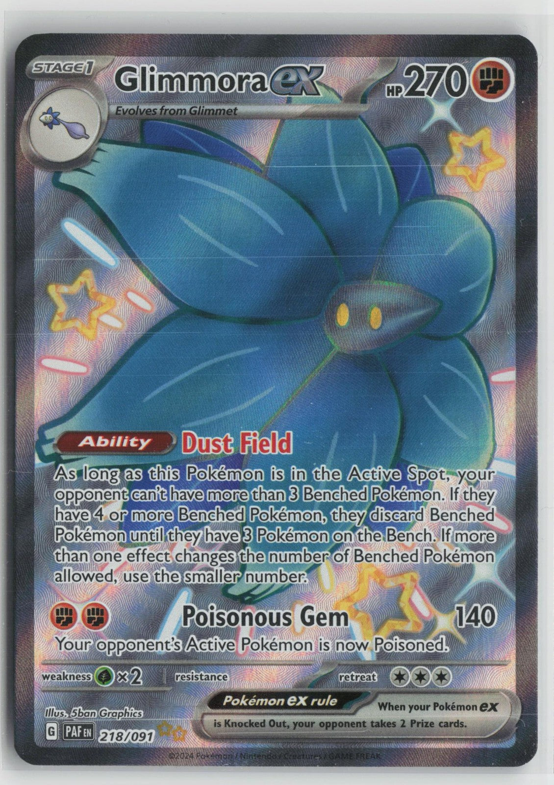Glimmora ex 218/091 Shiny Ultra Rare Paldean Fates Pokemon NM