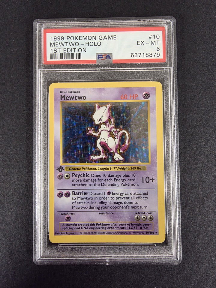 Mewtwo Base Set 1st Edition Shadowless Holo #10 PSA 6 Pokemon 1999