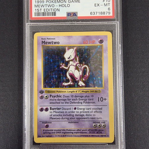 Mewtwo Base Set 1st Edition Shadowless Holo #10 PSA 6 Pokemon 1999
