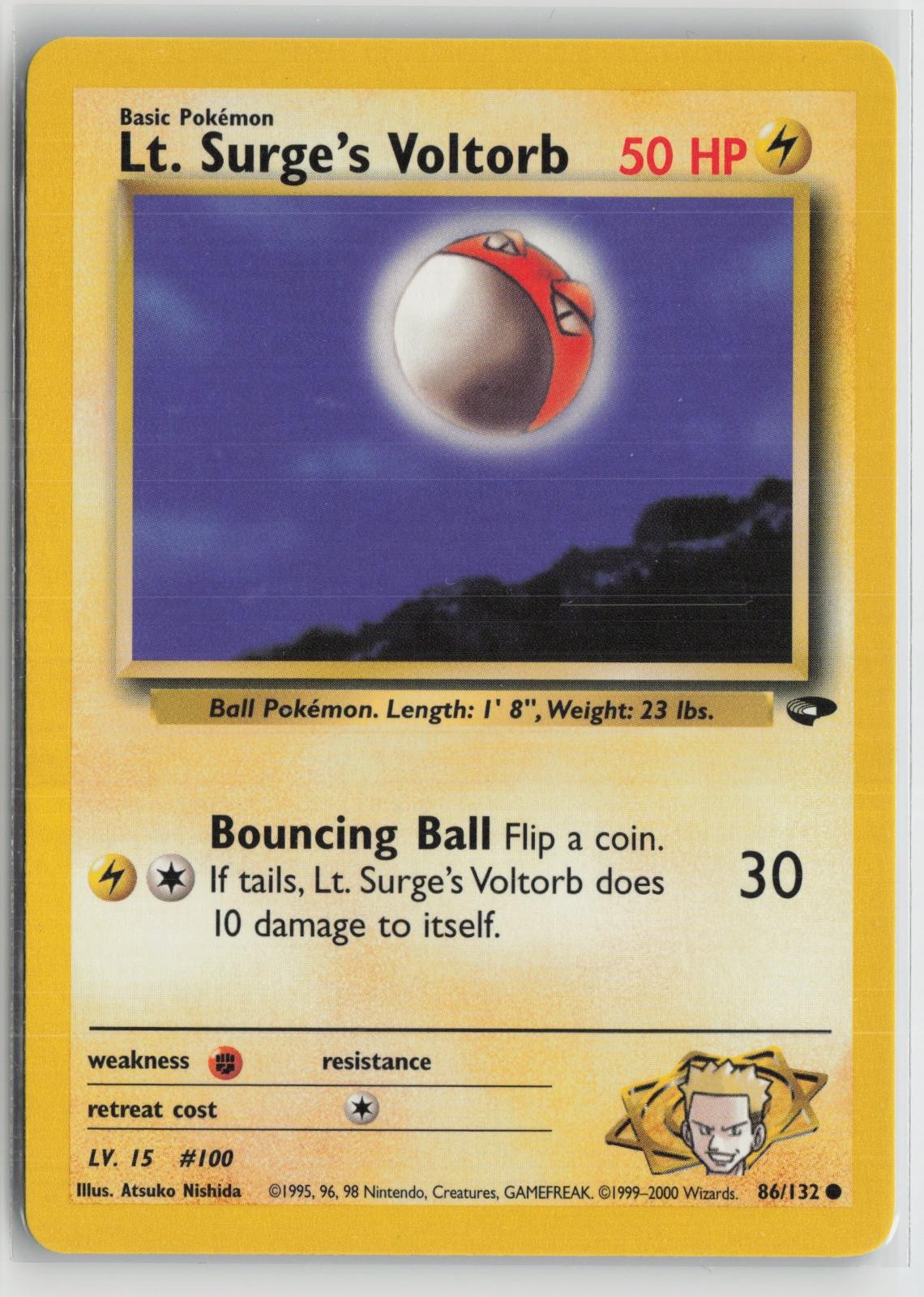 Lt. Surge's Voltorb 86/132 Common Gym Challenge Pokemon NM