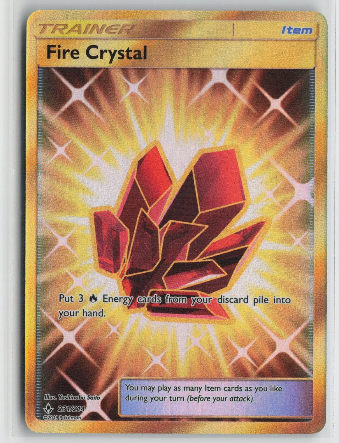 Fire Crystal (Secret) Secret Rare SM - Unbroken Bonds 231/214 NM