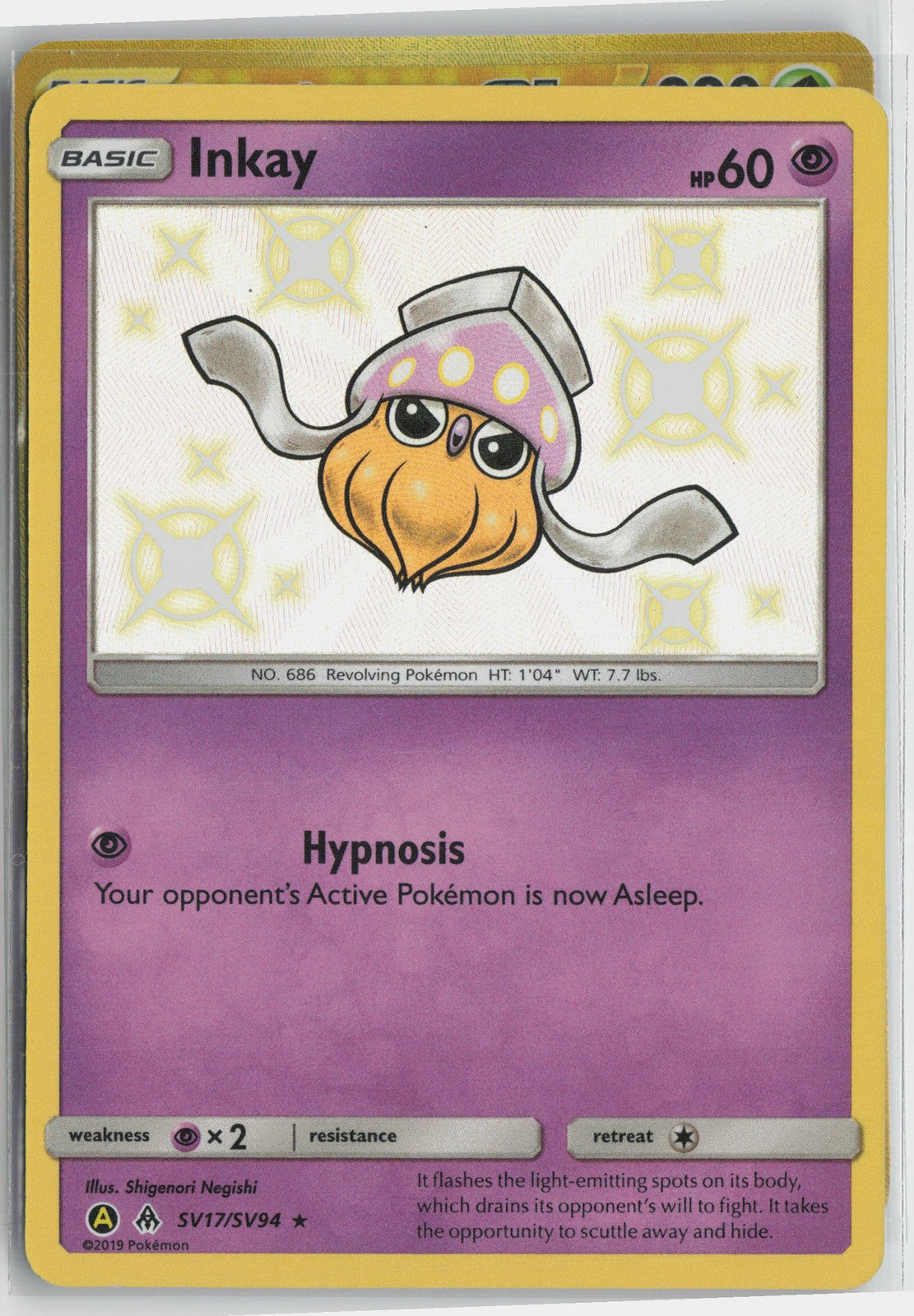 Inkay Shiny Holo Rare Hidden Fates: Shiny Vault SV17/SV94 NM