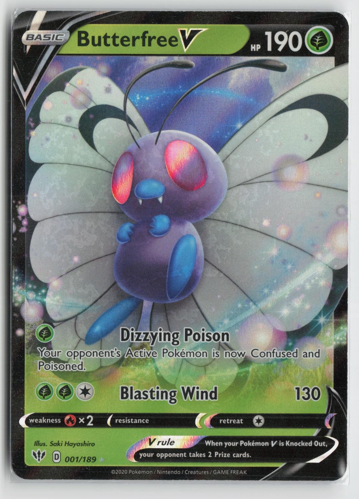 Butterfree V 001/189 Holo V Rare Darkness Ablaze Pokemon NM