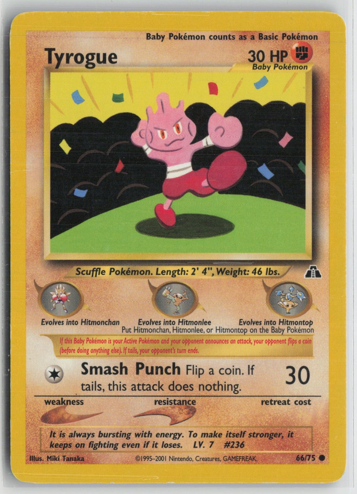 Tyrogue 66/75 Common Neo Discovery Pokemon NM
