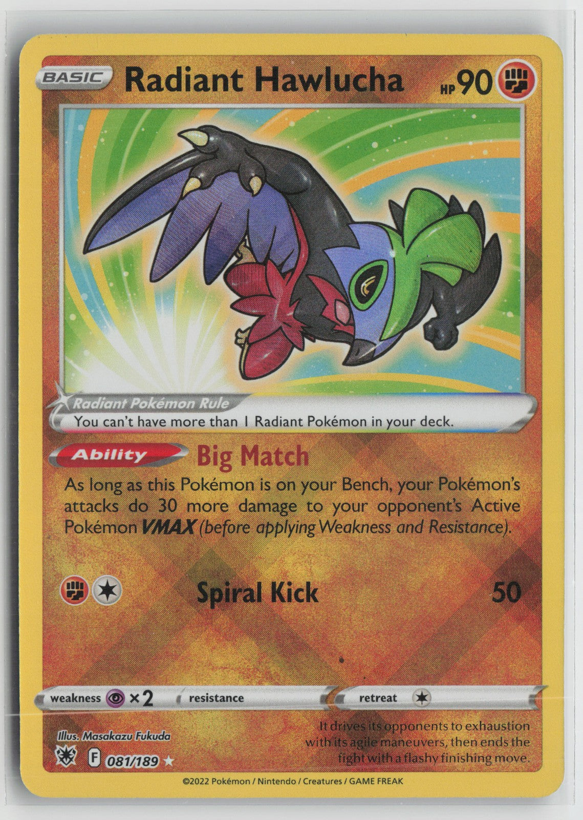 Radiant Hawlucha Radiant Rare SWSH10: Astral Radiance 081/189 NM