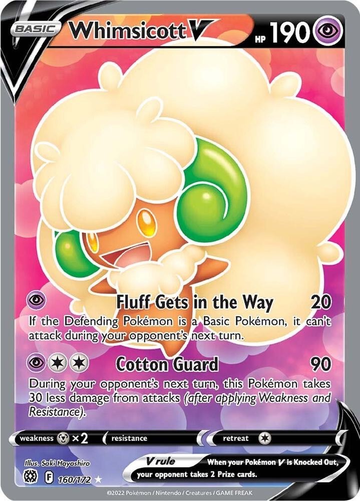 Whimsicott V 160/172 Brilliant Stars BRS Ultra Rare Near Mint Pokemon 2024