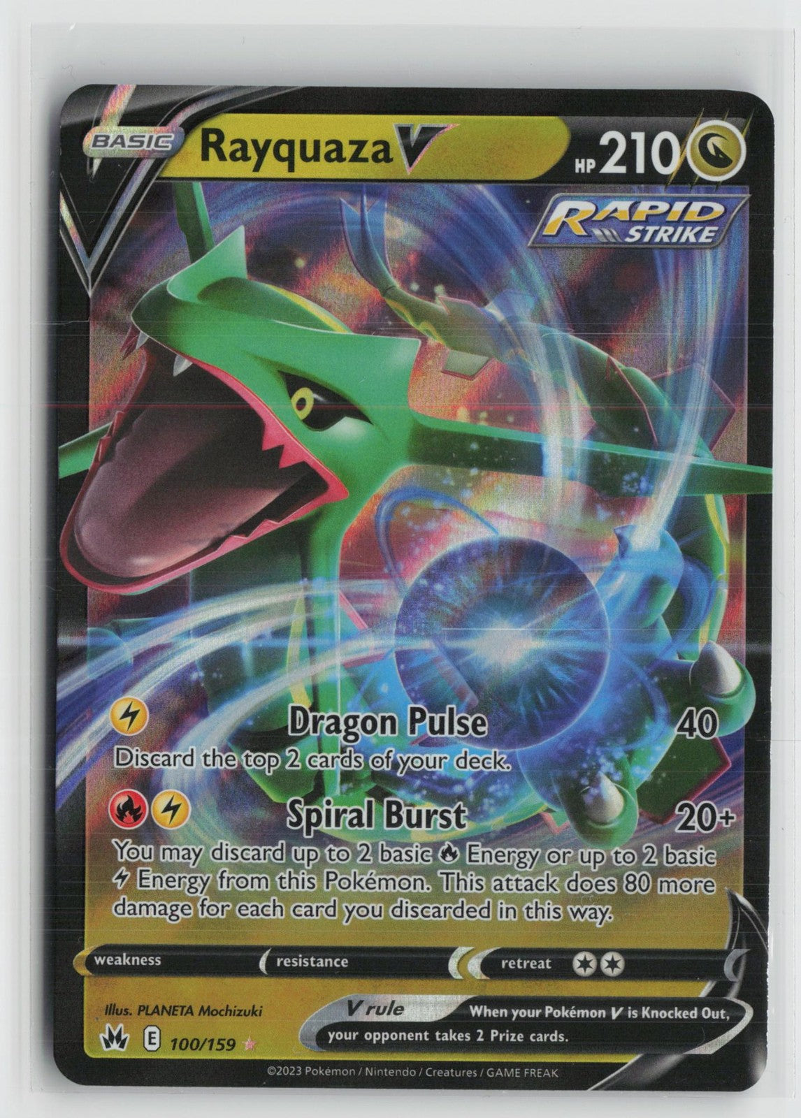 Rayquaza V 100/159 Holo V Rare Crown Zenith Pokemon NM
