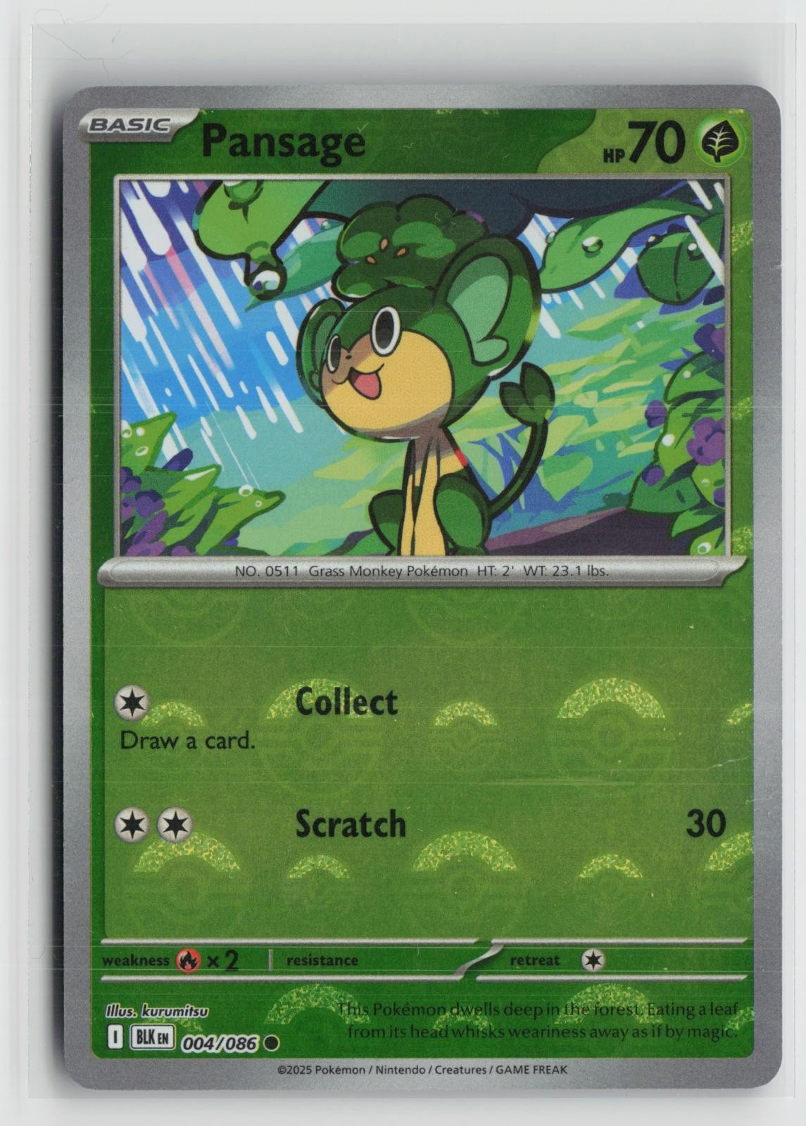 Poke Ball Pansage 004/086 Common Black Bolt Pokemon NM