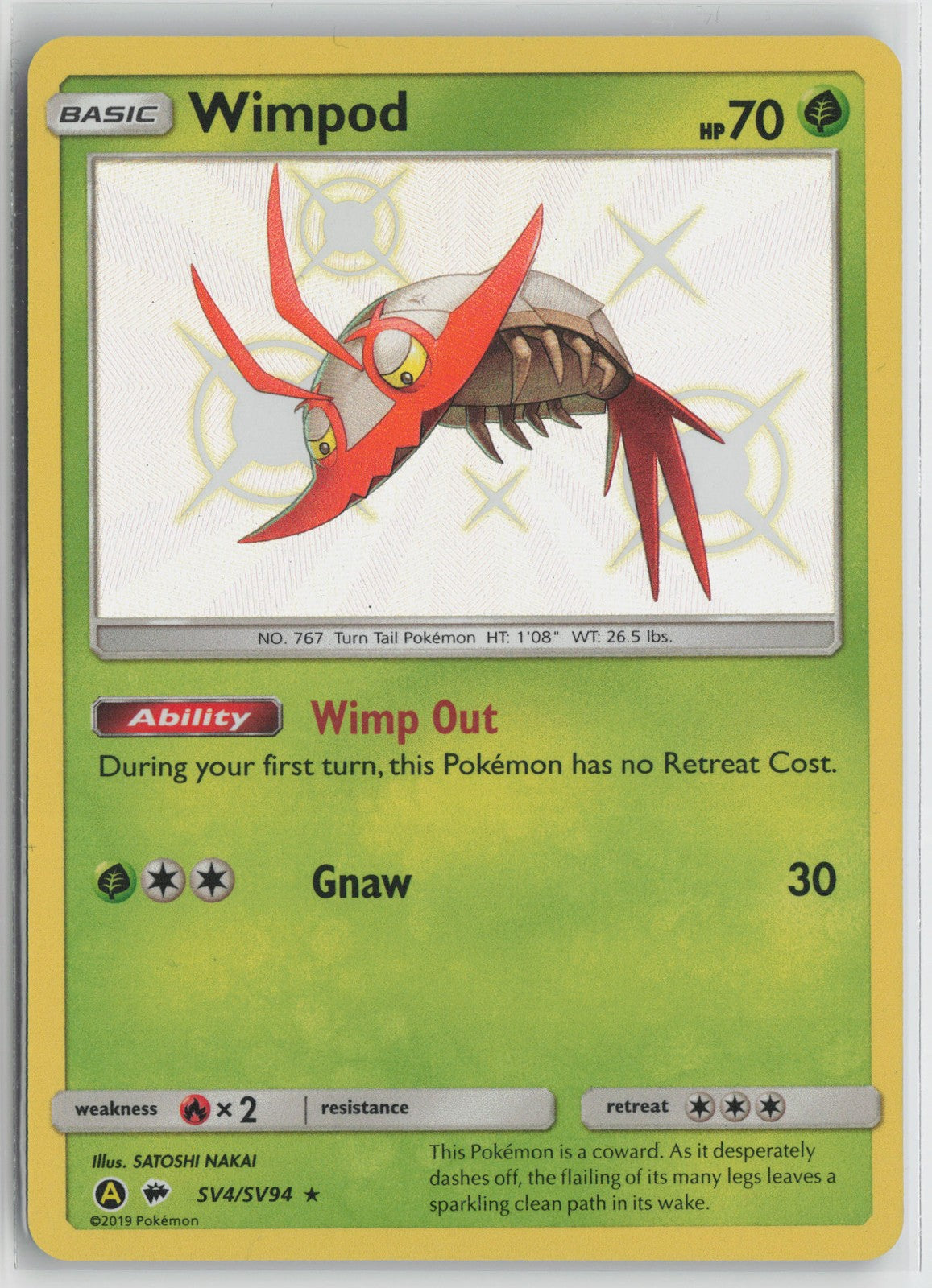Wimpod Shiny Holo Rare Hidden Fates: Shiny Vault SV4/SV94 NM