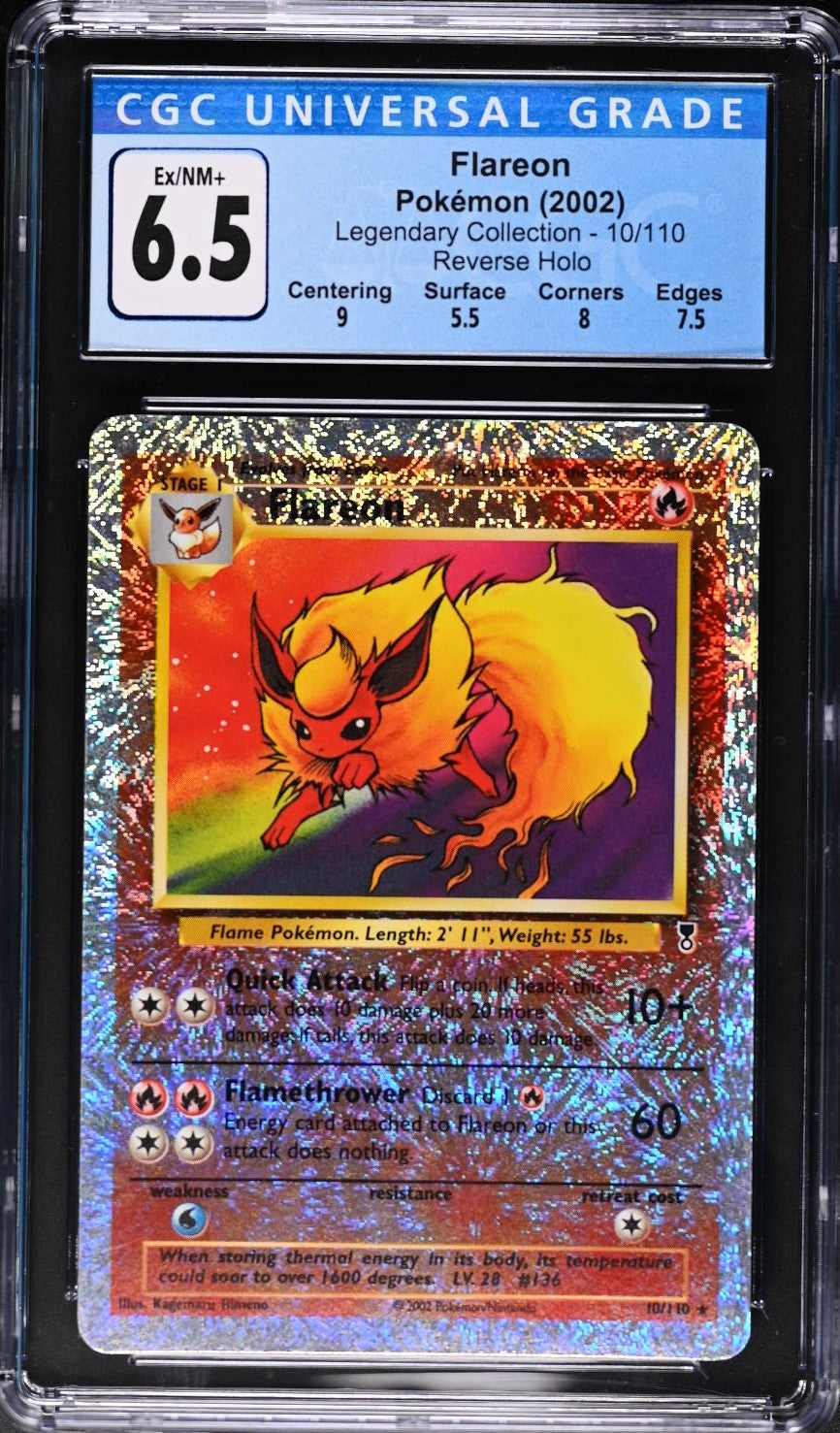 Flareon 10/110 Reverse Holo Legendary Collection Pokemon CGC 6.5 Ex/nm+