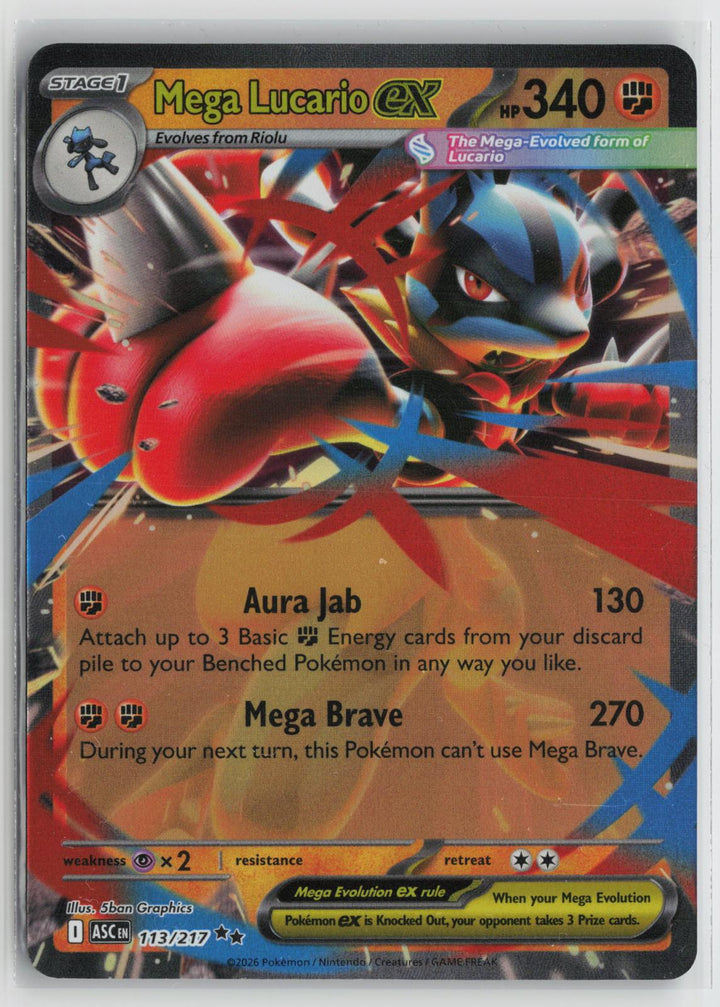 Mega Lucario ex 113/217 Ascended Heroes NM Double Rare Holo Pokemon0