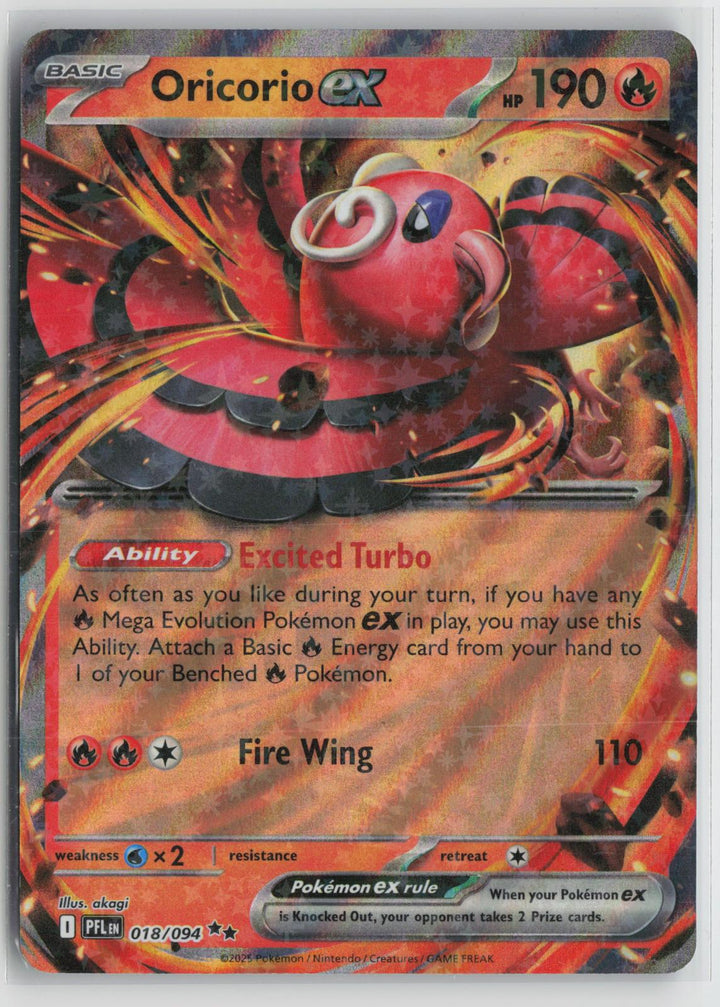 Oricorio ex 018/094 Double Rare Phantasmal Flames Pokemon Holo NM0