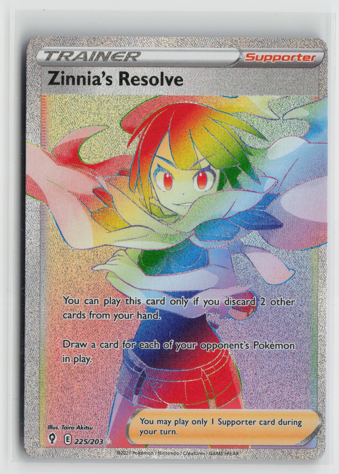 Zinnia's Resolve 225/203 Rainbow Rare Evolving Skies Pokemon Holo NM