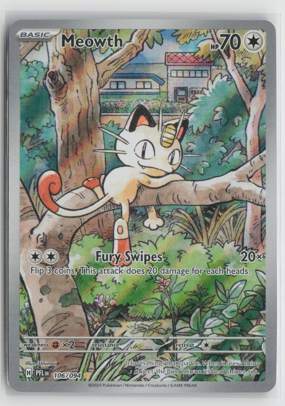 Meowth 106/094 Phantasmal Flames NM Illustration Rare Holo Pokemon
