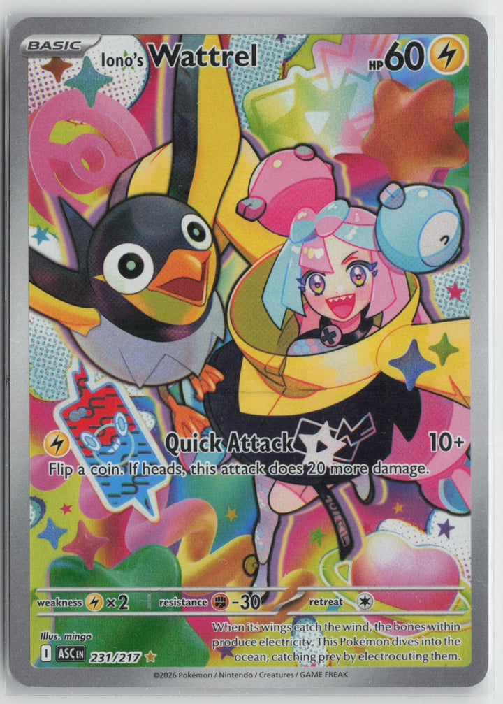 Iono's Wattrel 231/217 Ascended Heroes NM Illustration Rare Holo Pokemon0