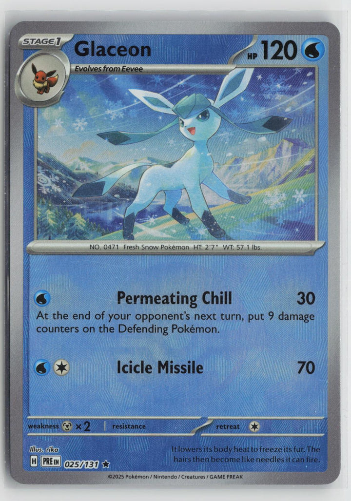 Glaceon (Poke Ball Pattern) 025/131 Rare Prismatic Evolutions Pokemon Holo NM0