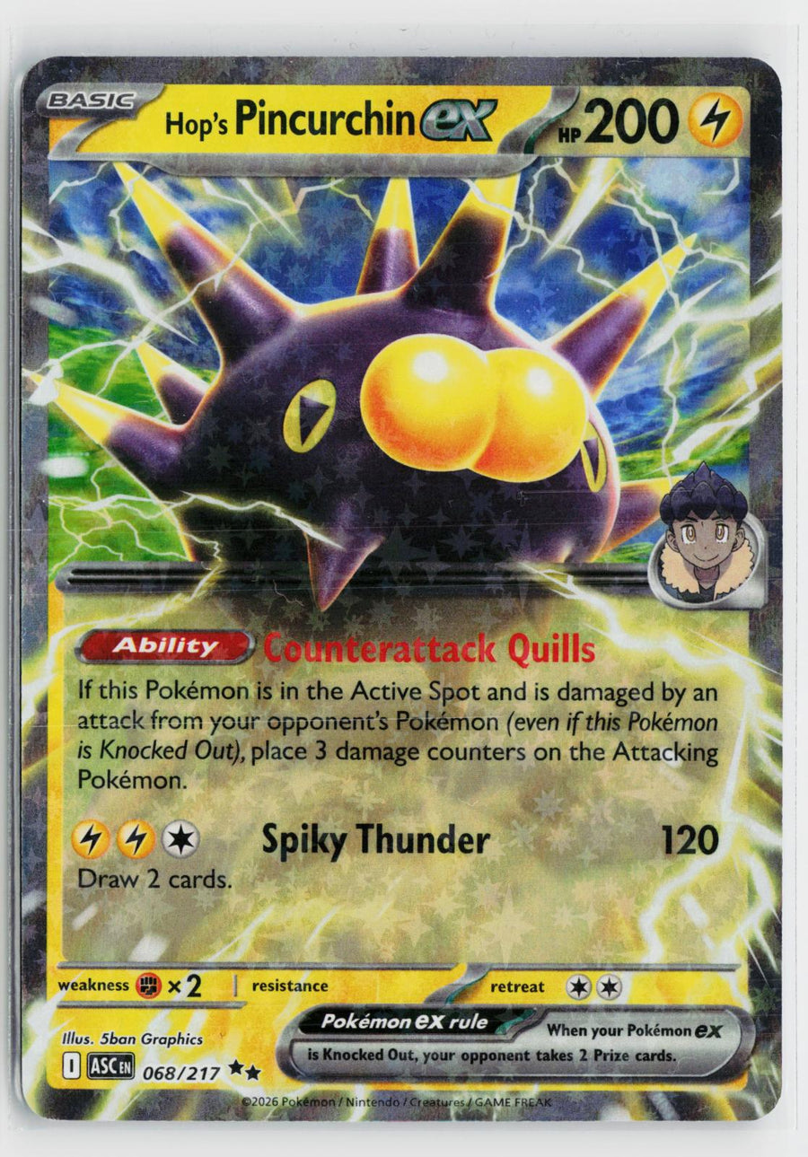 Hop's Pincurchin ex 068/217 Ascended Heroes NM RR Holo Pokemon0
