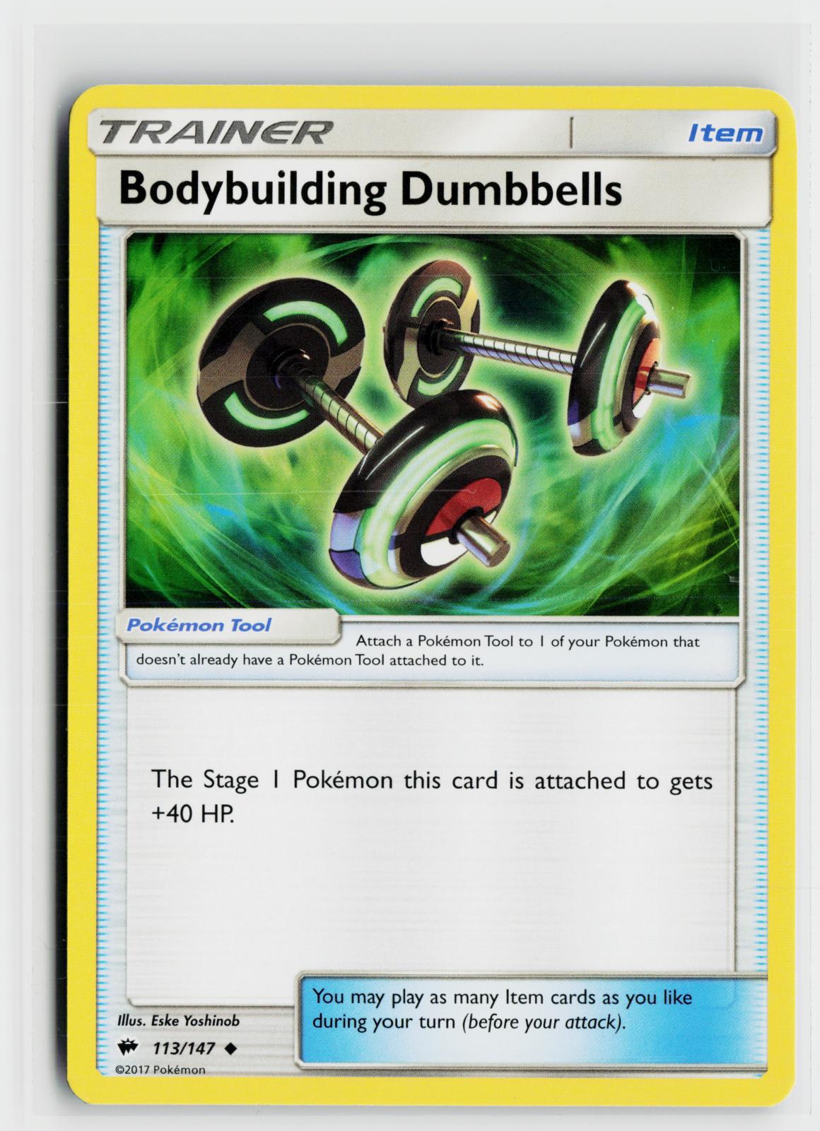 Bodybuilding Dumbbells 113/147 Burning Shadows NM UC Pokemon