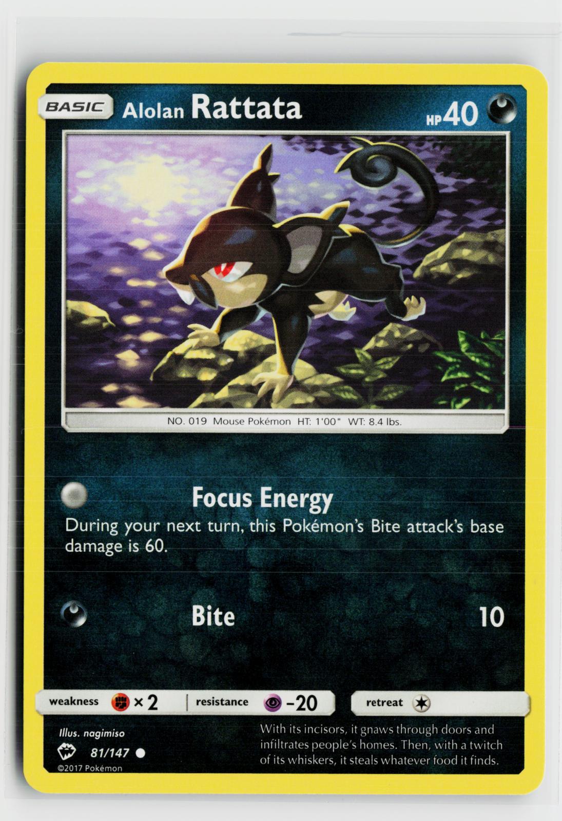 Alolan Rattata 81/147 Burning Shadows NM C Pokemon