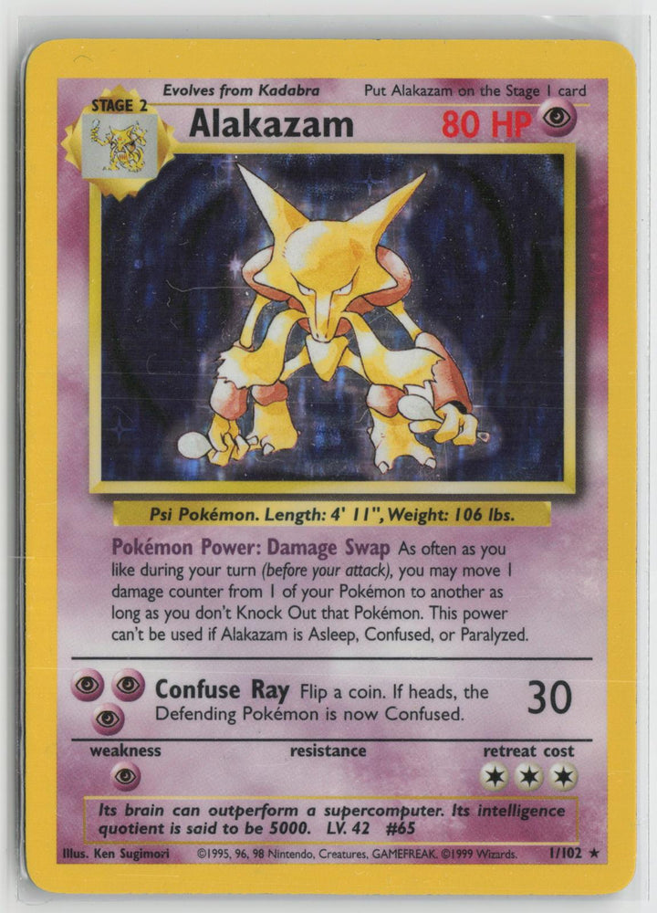 Alakazam 1/102 Holo Rare Base Set Unlimited Pokemon MP0