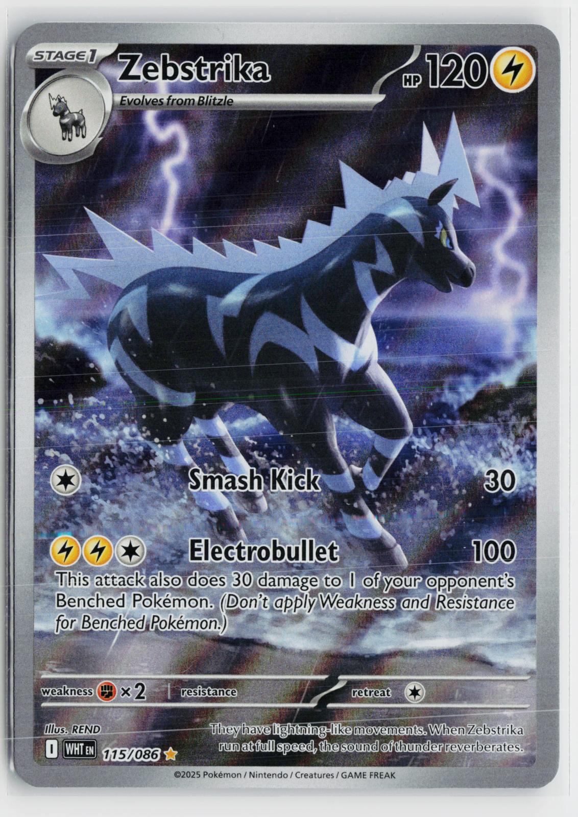 Zebstrika 115/086 White Flare NM IR Holo Pokemon