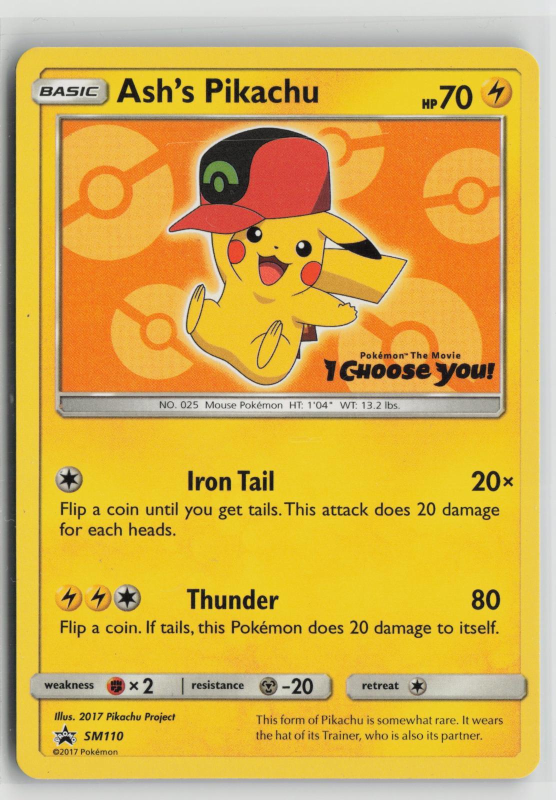 Ash's Pikachu - SM110 Sun & Moon Promo NM P Pokemon