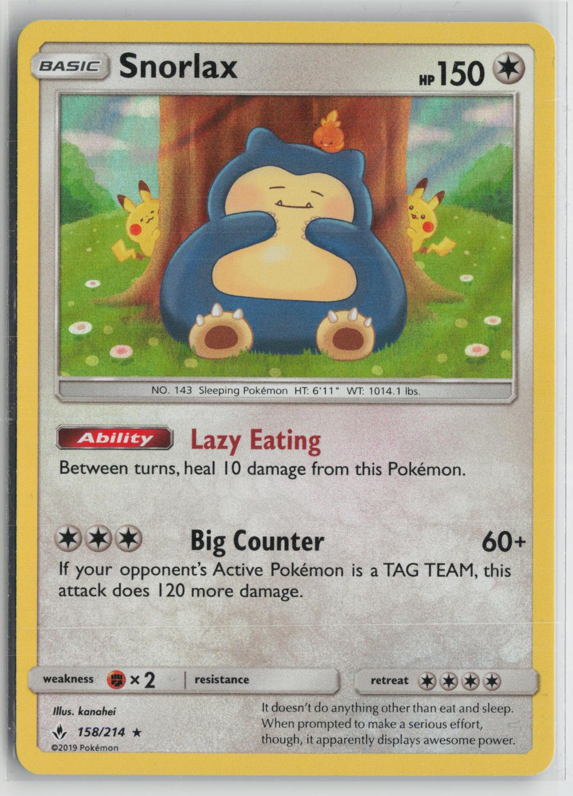 Snorlax 158/214 Holo Rare Unbroken Bonds Pokemon NM