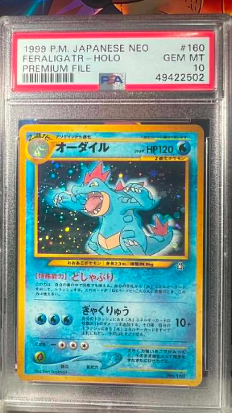Feraligatr Holo 160 Premium File Neo Promo Pokemon Japanese PSA 10
