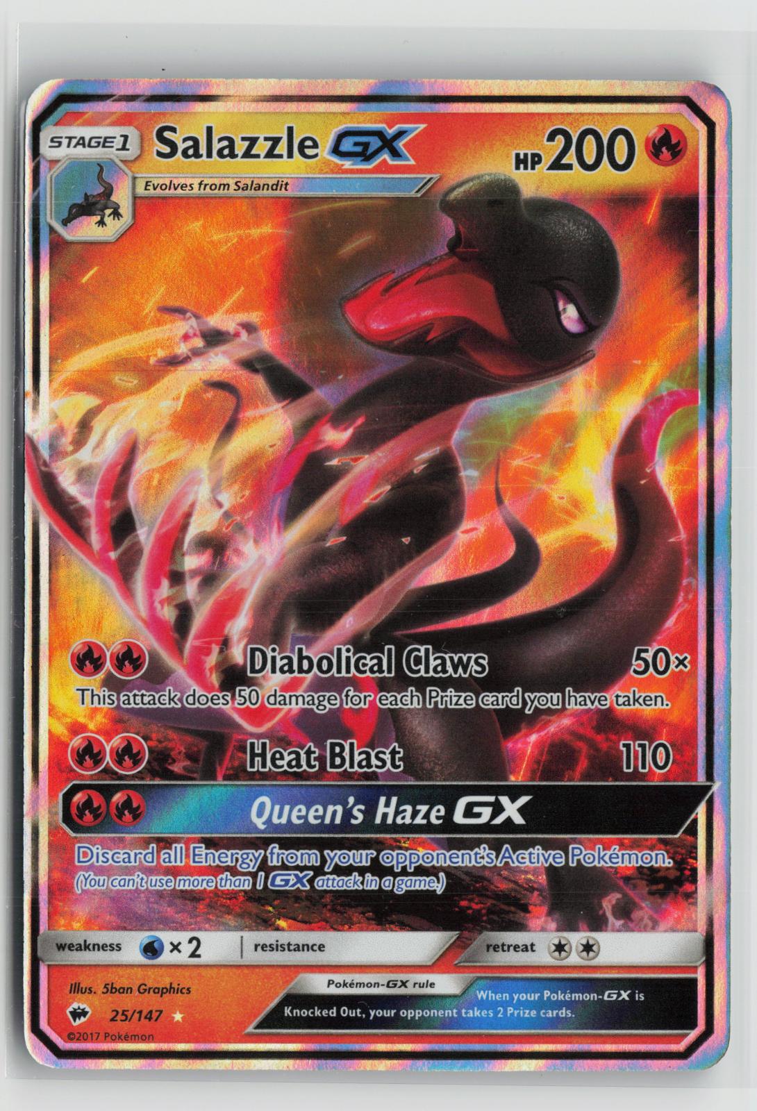 Salazzle GX 25/147 Burning Shadows NM Holo GX Rare Pokemon