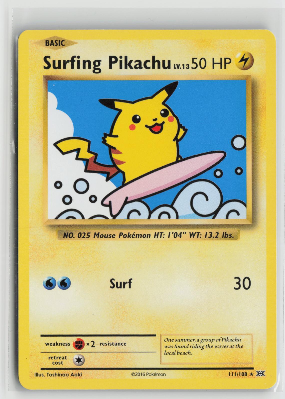 Surfing Pikachu 111/108 Secret Rare Evolutions Pokemon NM