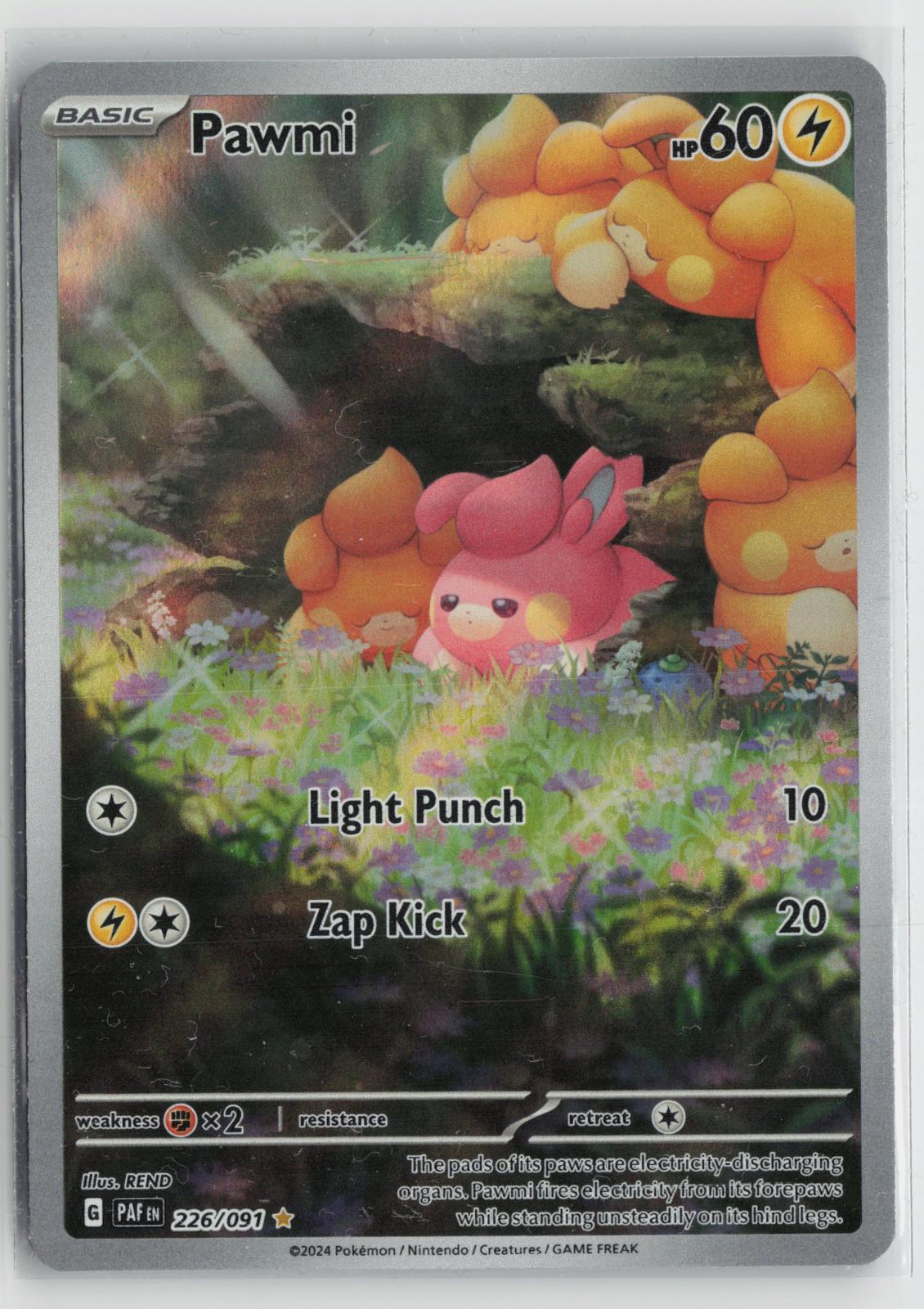 Pawmi 226/091 Illustration Rare Paldean Fates Pokemon Holo NM