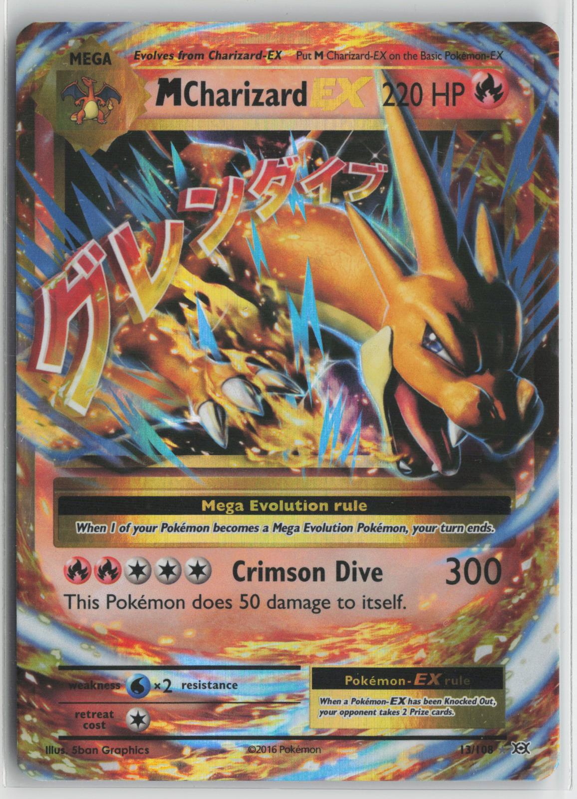 M Charizard EX 13/108 Holo EX Rare Evolutions Pokemon NM