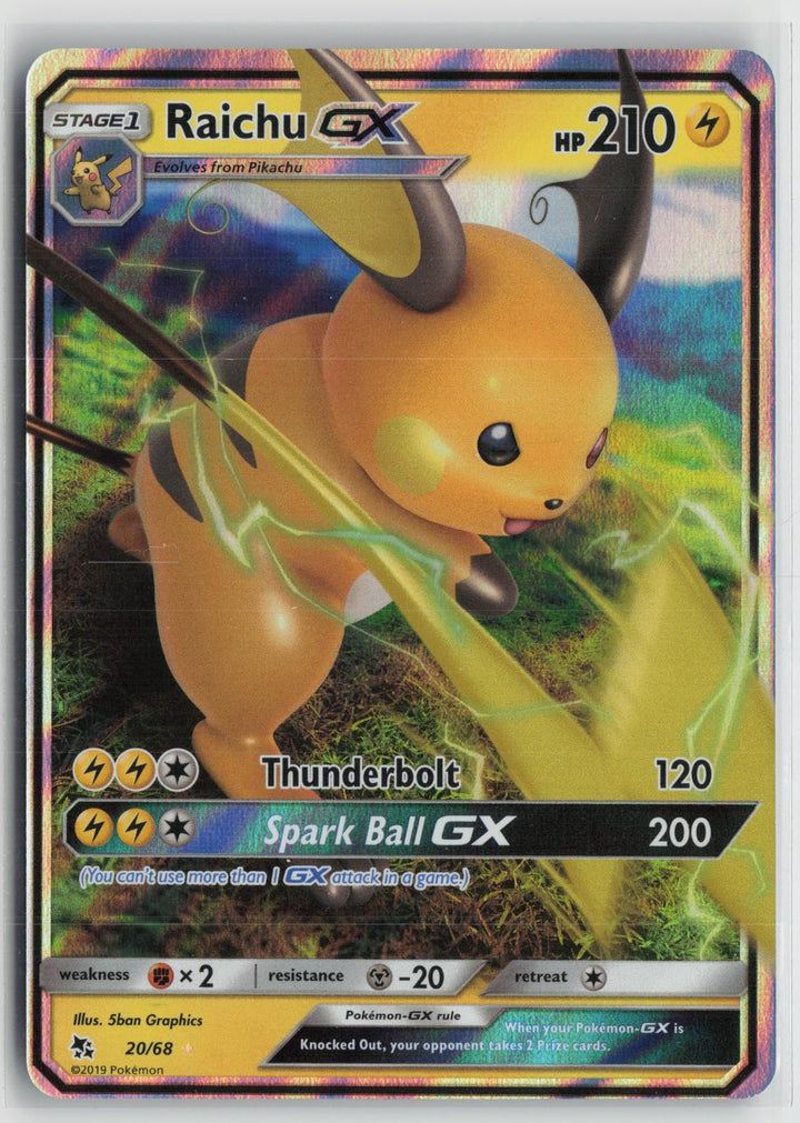 Raichu GX 20/68 Holo GX Rare Hidden Fates Pokemon NM0