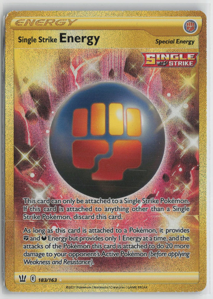 Single Strike Energy 183/163 Secret Rare Battle Styles Pokemon Holo NM0