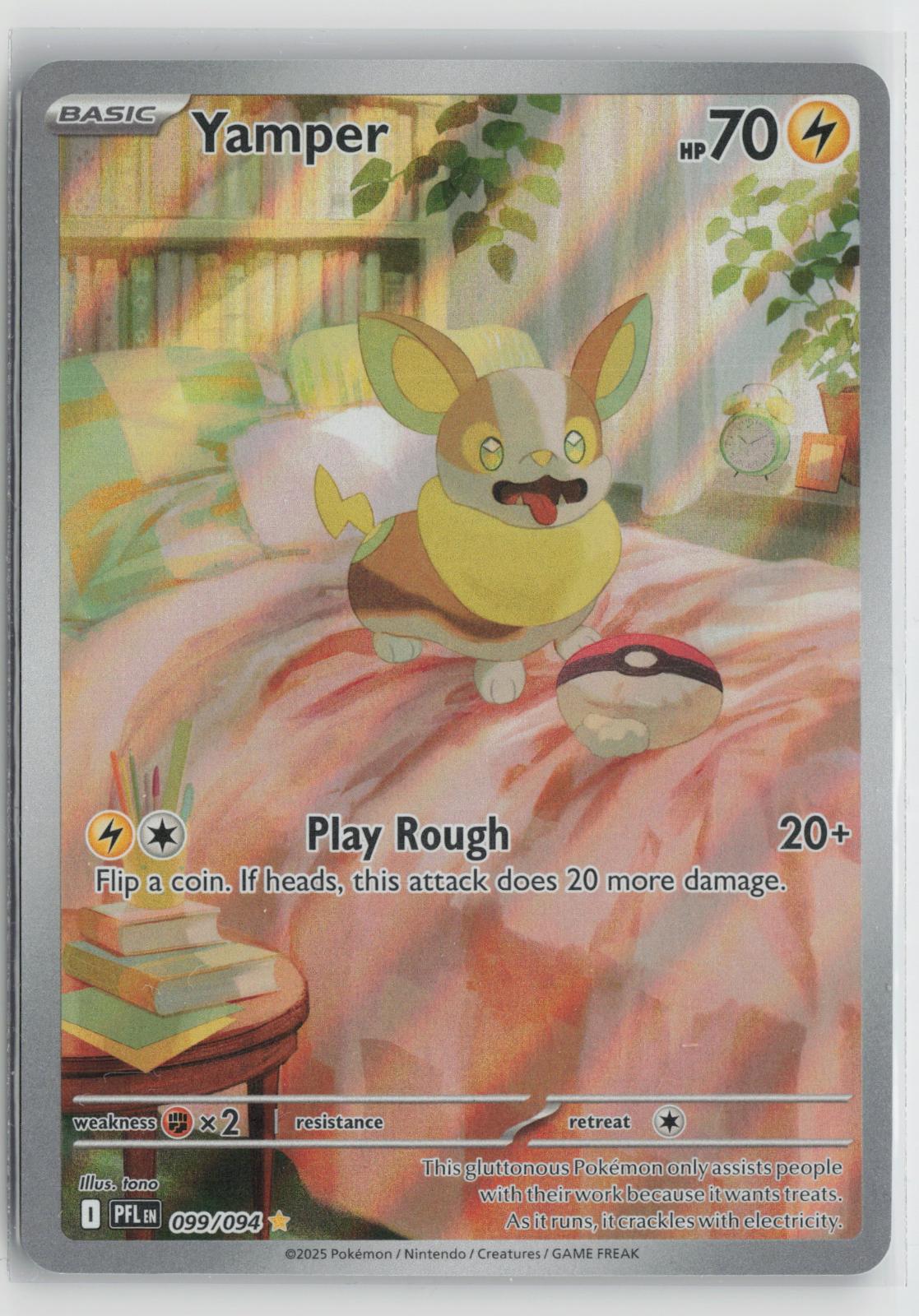 Yamper 099/094 Illustration Rare Phantasmal Flames Pokemon Holo NM