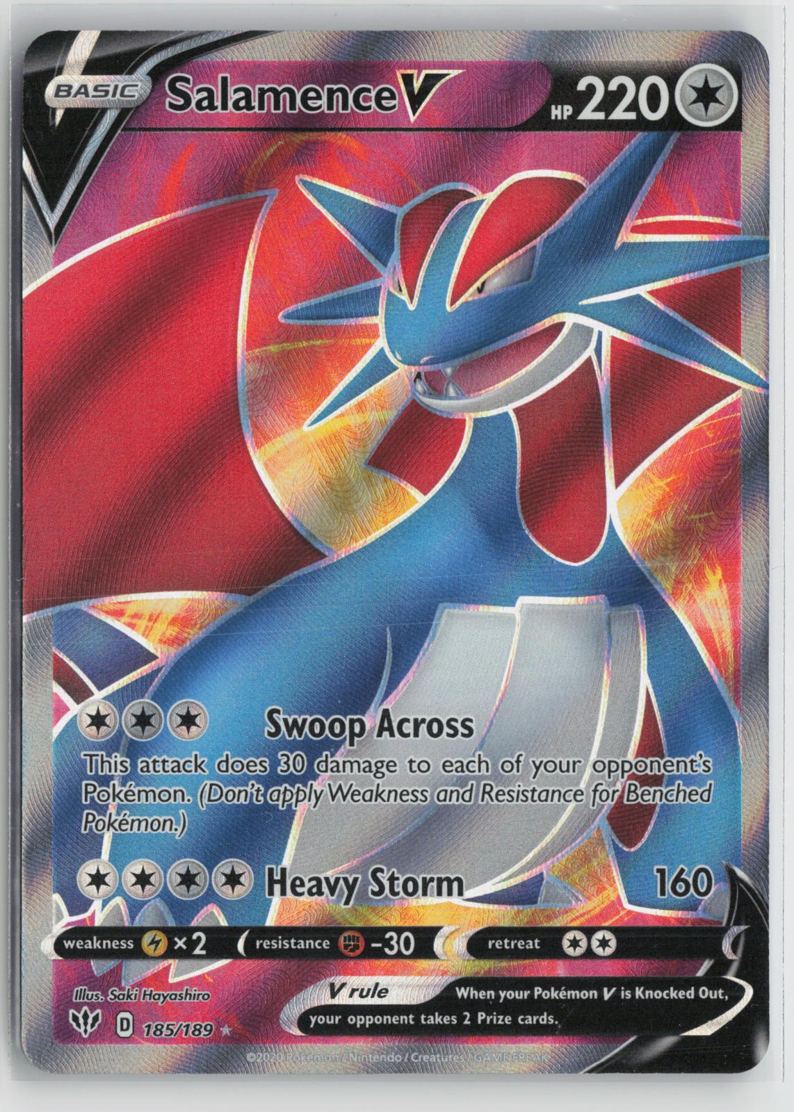 Salamence V 185/189 Ultra Rare Darkness Ablaze Pokemon Holo NM