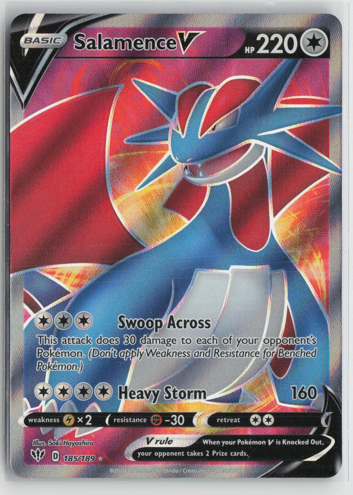 Salamence V 185/189 Ultra Rare Darkness Ablaze Pokemon Holo NM0