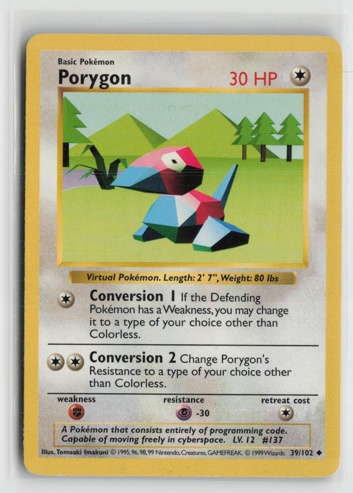 Porygon 39/102 Uncommon Base Set Shadowless Pokemon NM