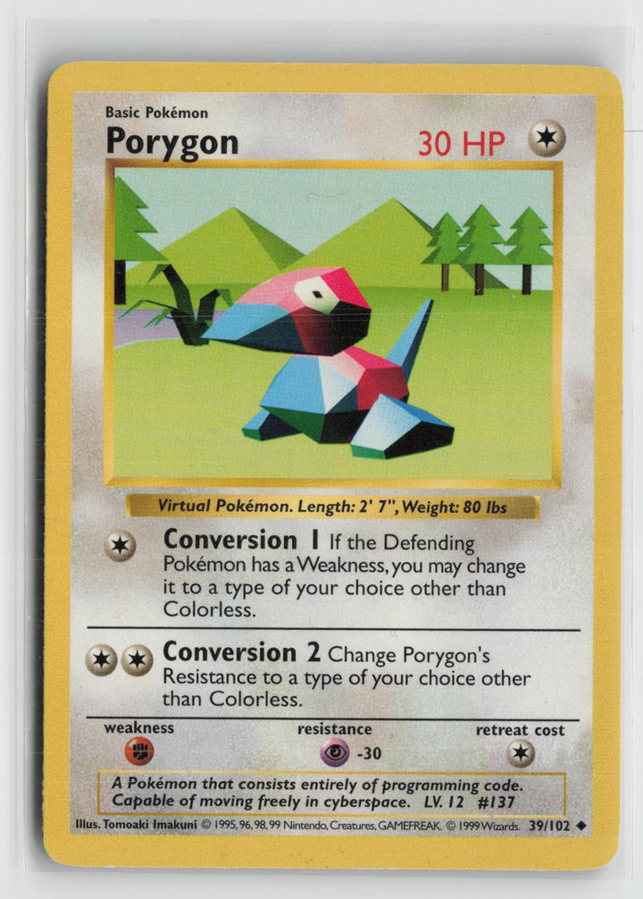 Porygon 39/102 Uncommon Base Set Shadowless Pokemon NM0