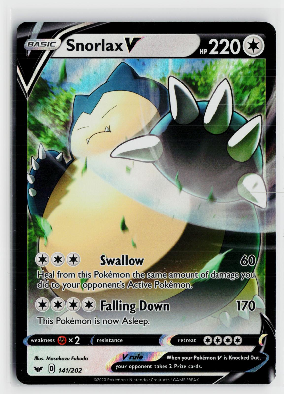 Snorlax V 141/202 Sword & Shield NM Holo V Rare Pokemon